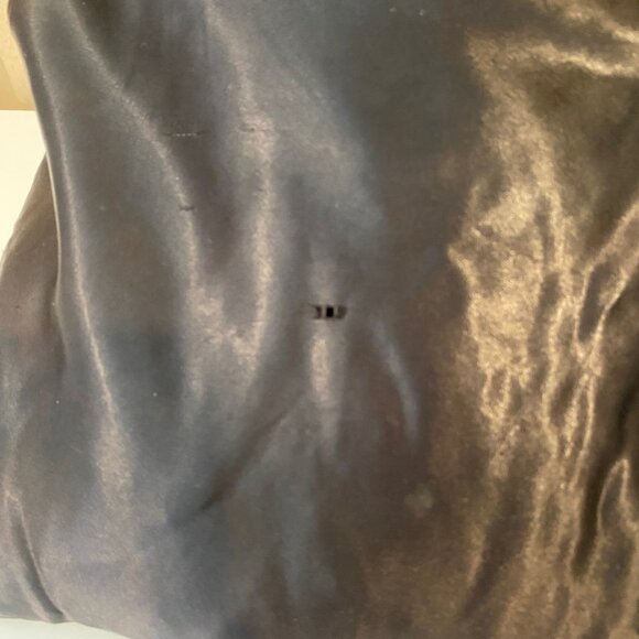 Vintage Brown Satin Pillow – Hand Embroidered Deer Forest Cabin 13x13 - Picture 7 of 7